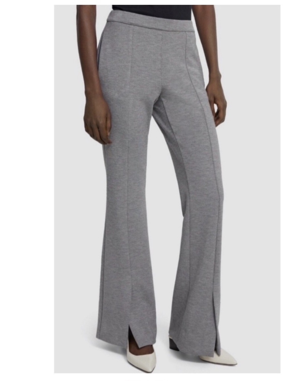 Theory Vent Demitria K Gray Double Knit Slit Flare Pants NWT Size 10